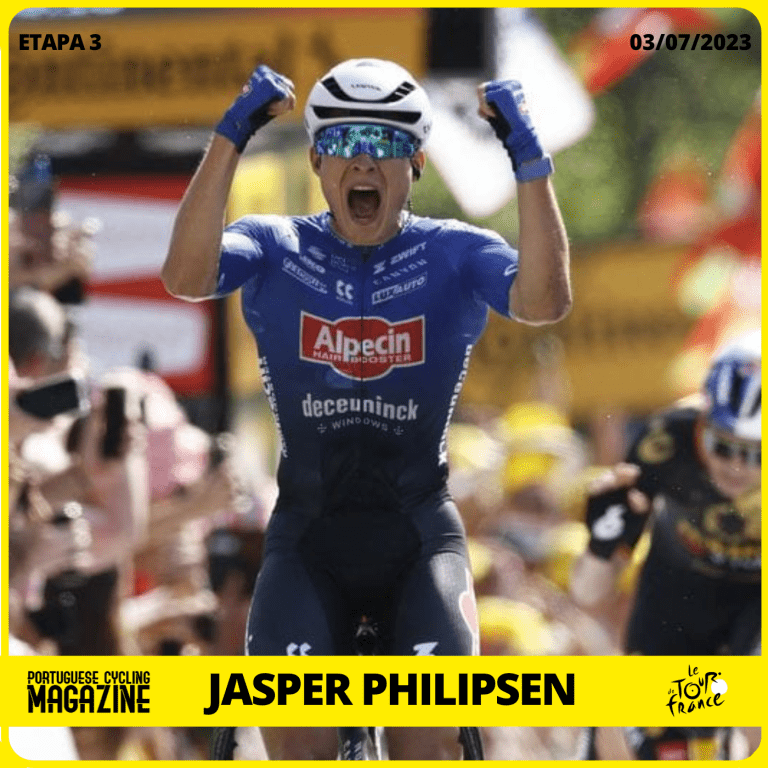 Jasper Philipsen vence (com recurso ao VAR) no primeiro sprint do Tour de France 2023